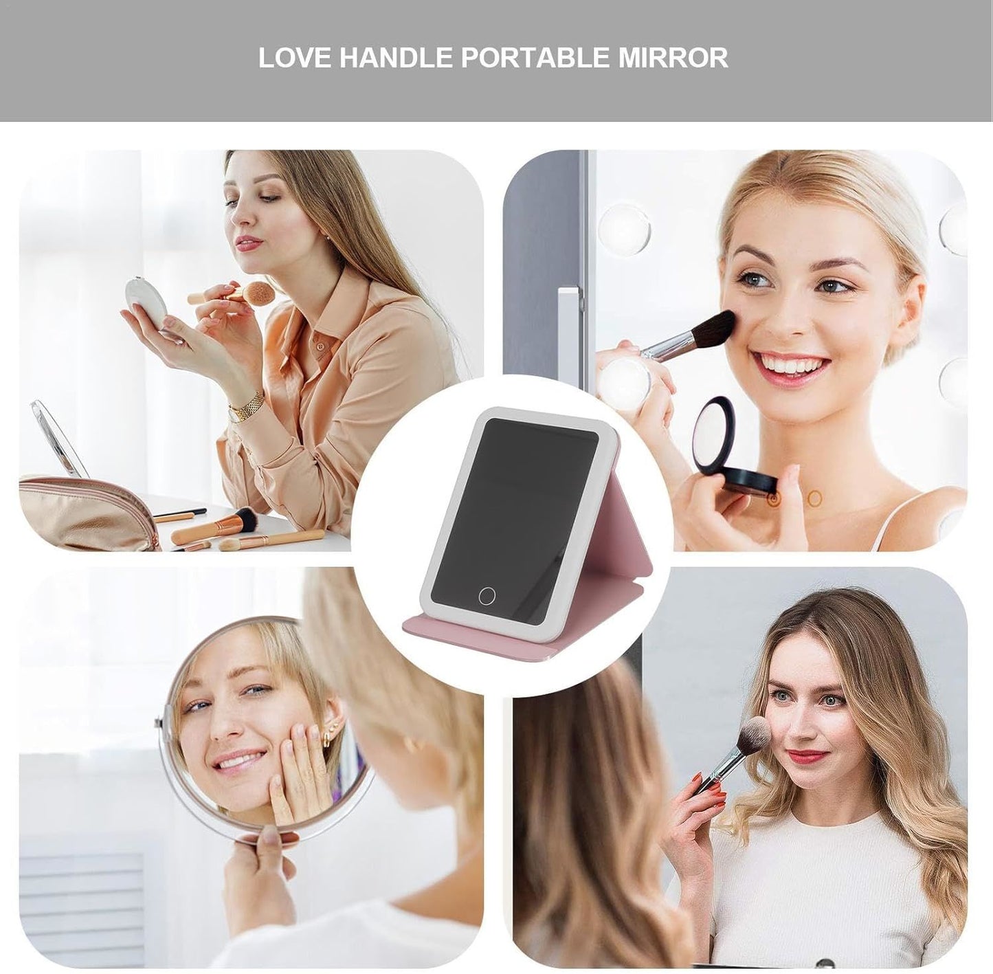 Portable Tabletop | Folding Vanity | LED Lighted Cosmetic | Travel-Friendly Makeup | 3 Color Modes | Suitable for Dressing Room, Bedroom, and Travel